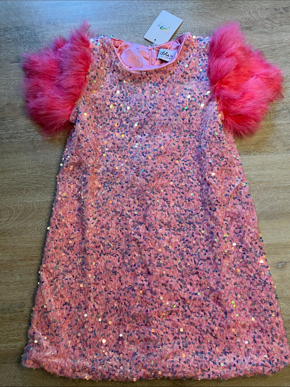 Lola and the boys rise feather party dress nwt size 8